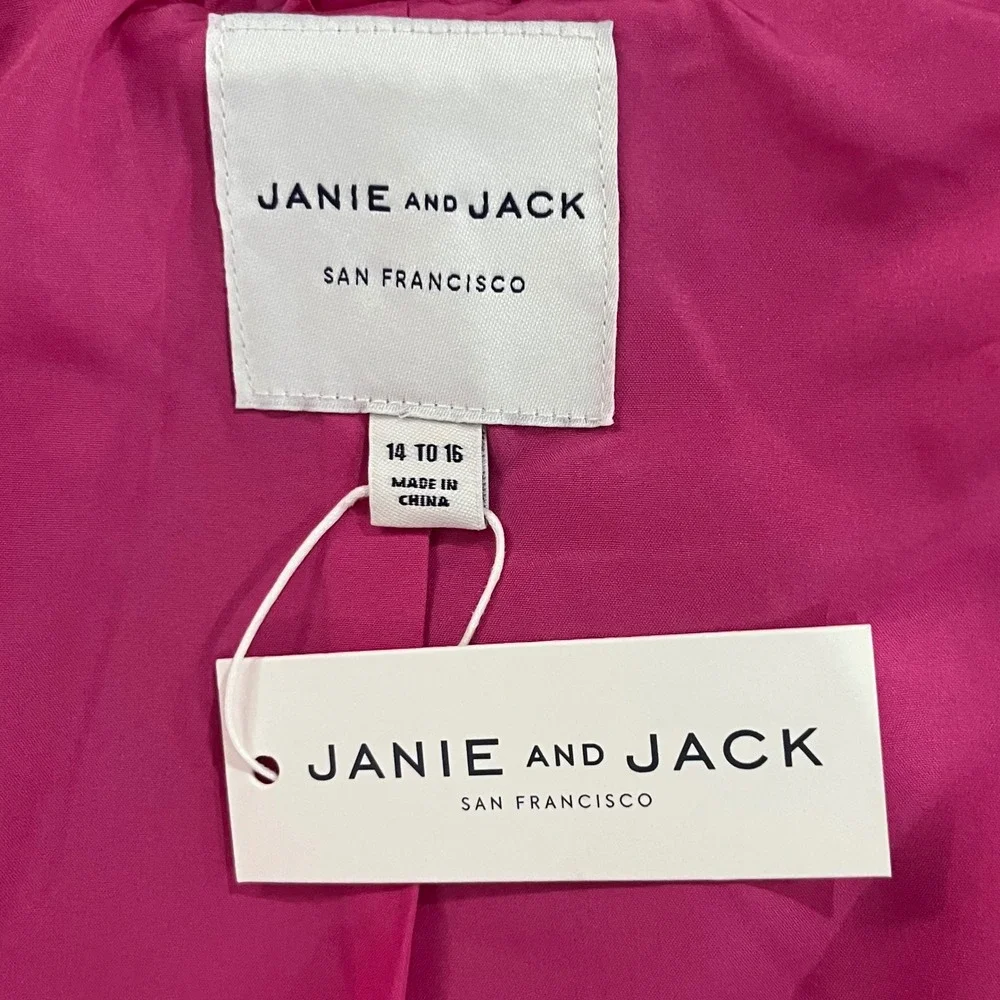 Janie and‎ Jack Girls Pink Faux Fur Full Zip Hooded Jacket Size 14-16 NWT